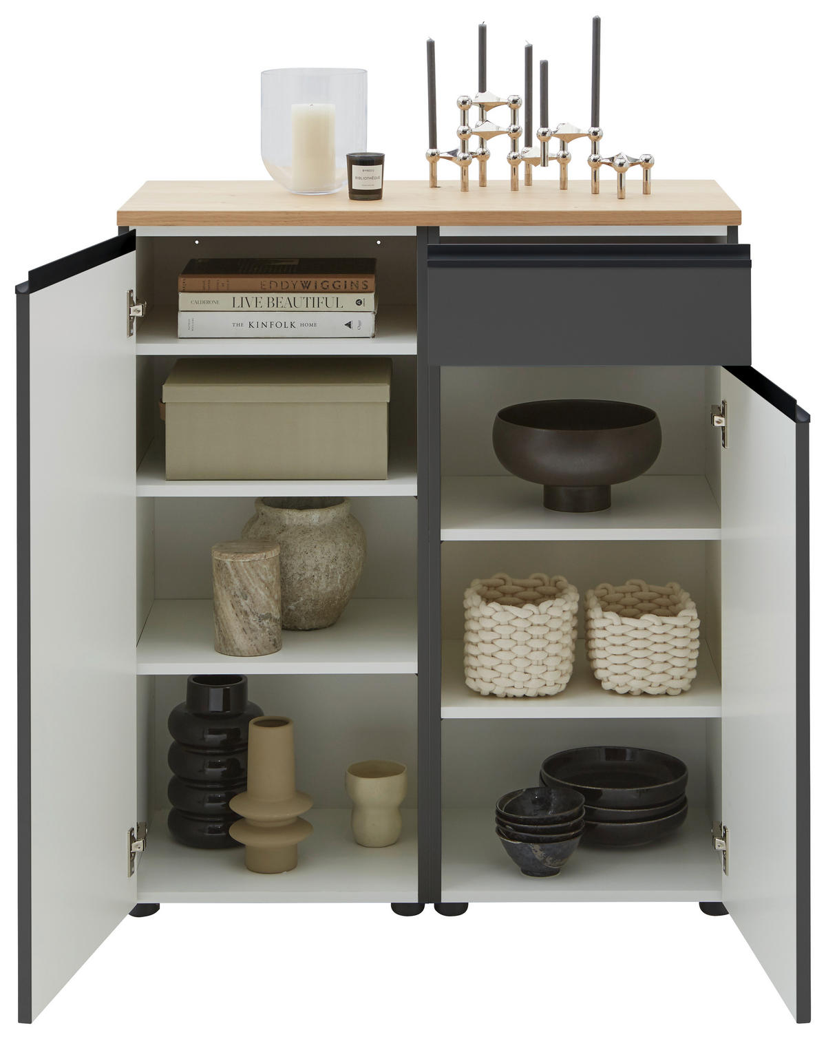 KOMMODE  in 90/102/41 cm  - Eichefarben/Schwarz, Design, Holz/Holzwerkstoff (90/102/41cm) - Dieter Knoll