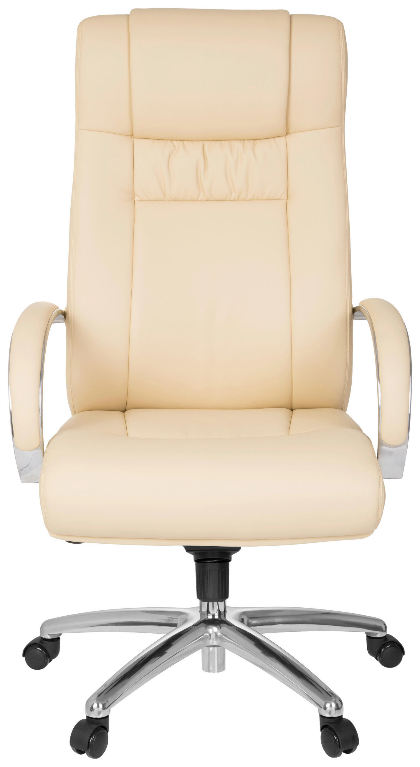 CHEFSESSEL Lederlook Beige  - Beige/Silberfarben, Basics, Kunststoff/Textil (60/131/49cm) - MID.YOU