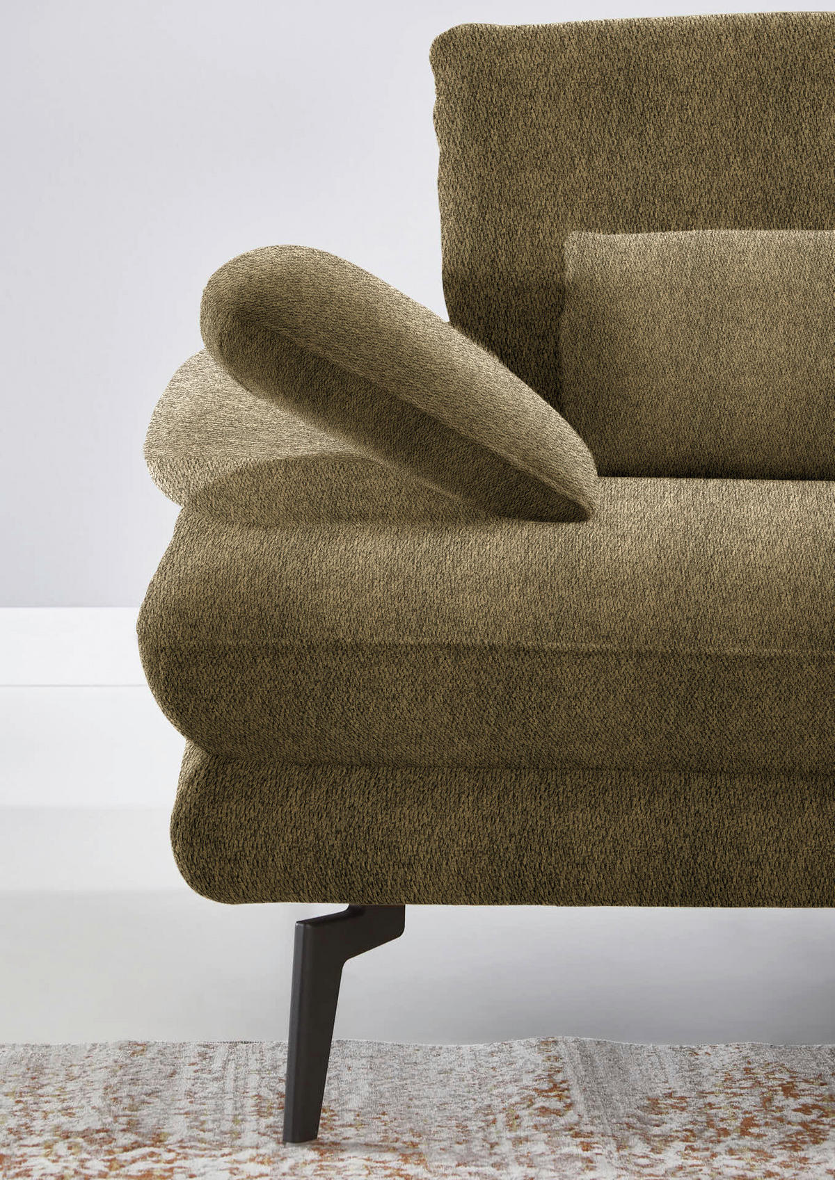 ECKSOFA in Chenille Grün  310/180 cm  - Schwarz/Grün, Design, Textil/Metall (310/180cm) - Dieter Knoll