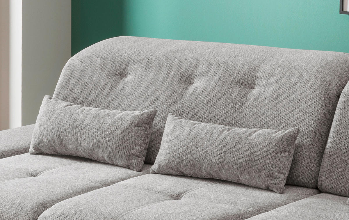 ECKSOFA Silberfarben Chenille  - Chromfarben/Silberfarben, Design, Textil/Metall (300/196cm) - Livetastic