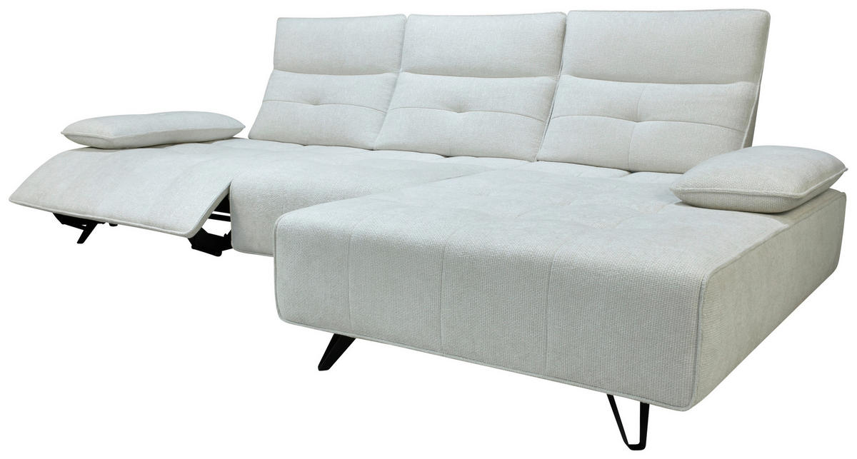 ECKSOFA Creme Chenille  - Creme/Schwarz, Design, Kunststoff/Textil (314/162cm) - Livetastic