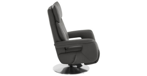 RELAXSESSEL in Leder Dunkelgrau  - Edelstahlfarben/Dunkelgrau, Design, Leder/Metall (78/112/85cm) - Cantus
