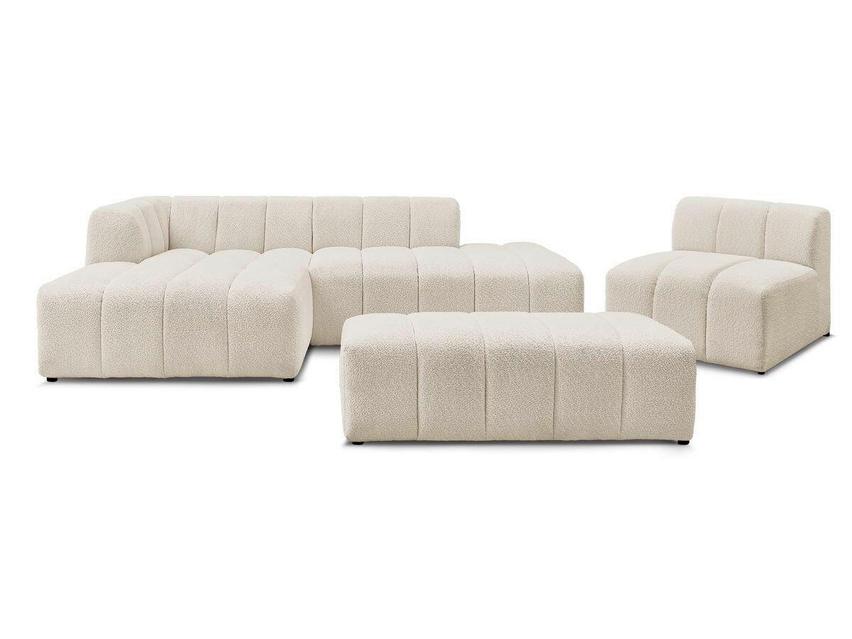 ECKSOFA Ottomane links  ANNECY Beige Bouclé  - Beige/Schwarz, MODERN, Kunststoff/Textil (170/262cm)