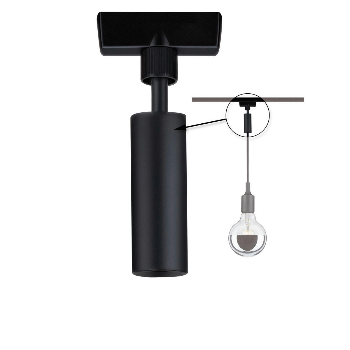 SCHIENENSYSTEM-ADAPTER - Schwarz, Design, Kunststoff/Metall (2,3/12cm) - Paulmann