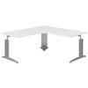 ECKSCHREIBTISCH 180/180/70-82 cm  in Weiss, Alufarben  - Weiss/Alufarben, Konventionell, Holzwerkstoff/Metall (180/180/70-82cm) - Moderano