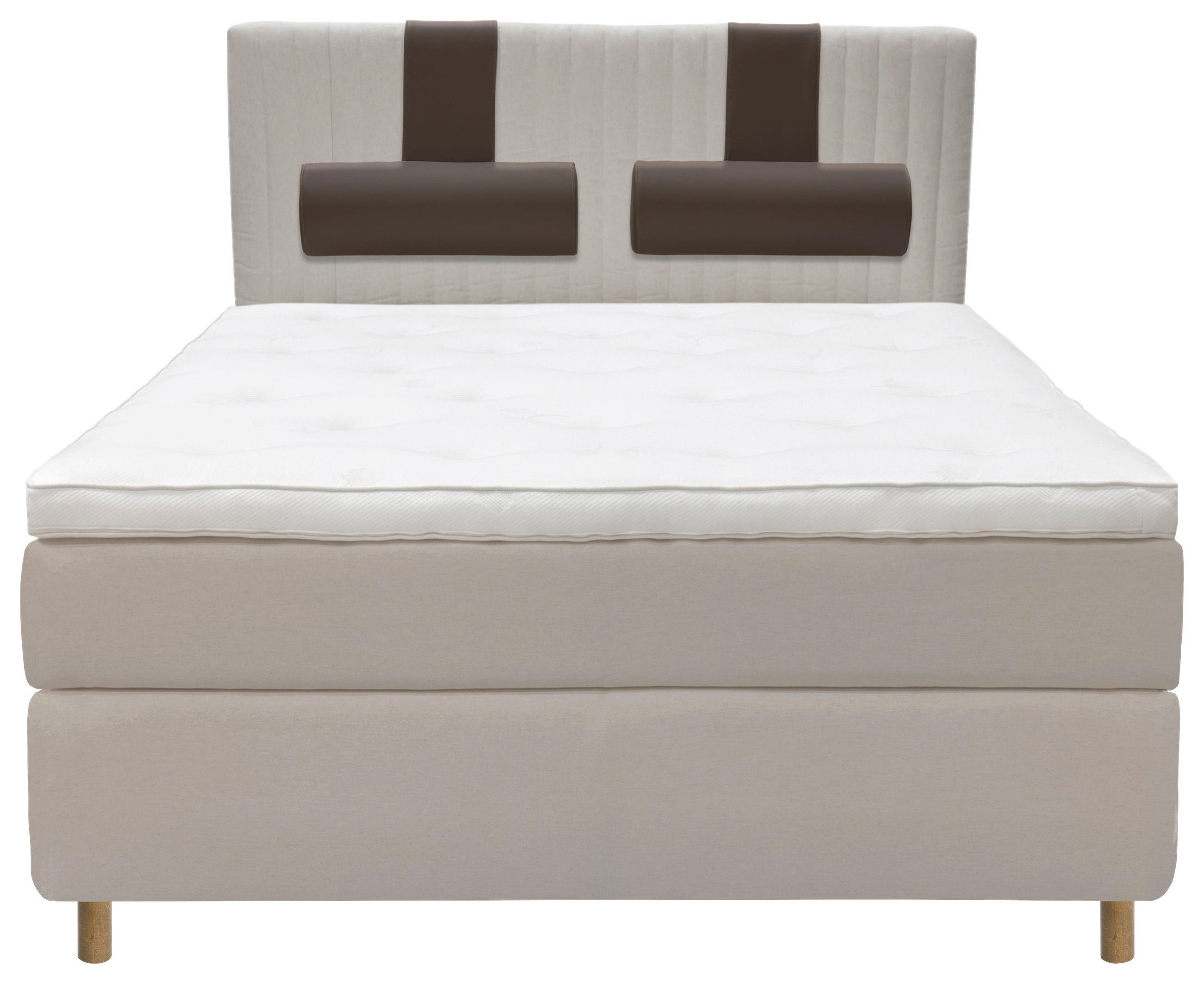 KONTINENTALSÄNG 160/200 cm  i brun, beige  - beige/brun, Klassisk, metall/trä (160/200cm) - Cassando