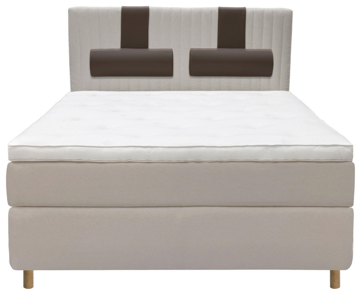 KONTINENTALSÄNG 160/200 cm  i brun, beige  - beige/brun, Klassisk, metall/trä (160/200cm) - Cassando