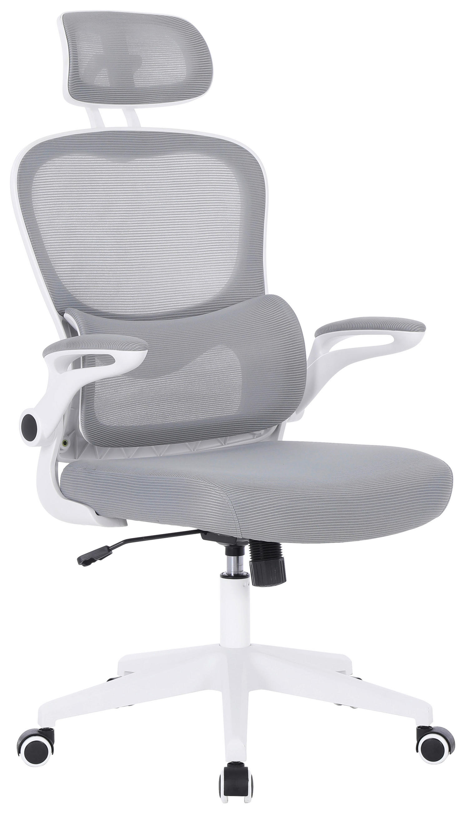STOLICA OKRETNA siva, bijela metal, plastika, tekstil - bijela/siva, Konvencionalno, metal/tekstil (63,5/122-132/66cm) - Carryhome