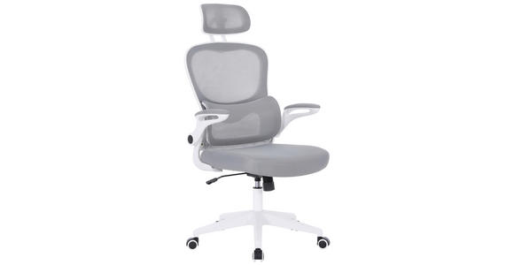 DREHSTUHL in Netzbespannung Grau, Weiß - Weiß/Grau, KONVENTIONELL, Kunststoff/Textil (63,5/122-132/66cm) - Carryhome