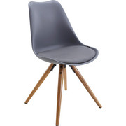 STUHL Lederlook Grau, Naturfarben - Naturfarben/Grau, LIFESTYLE, Holz/Kunststoff (48,5/85/55cm) - XORA