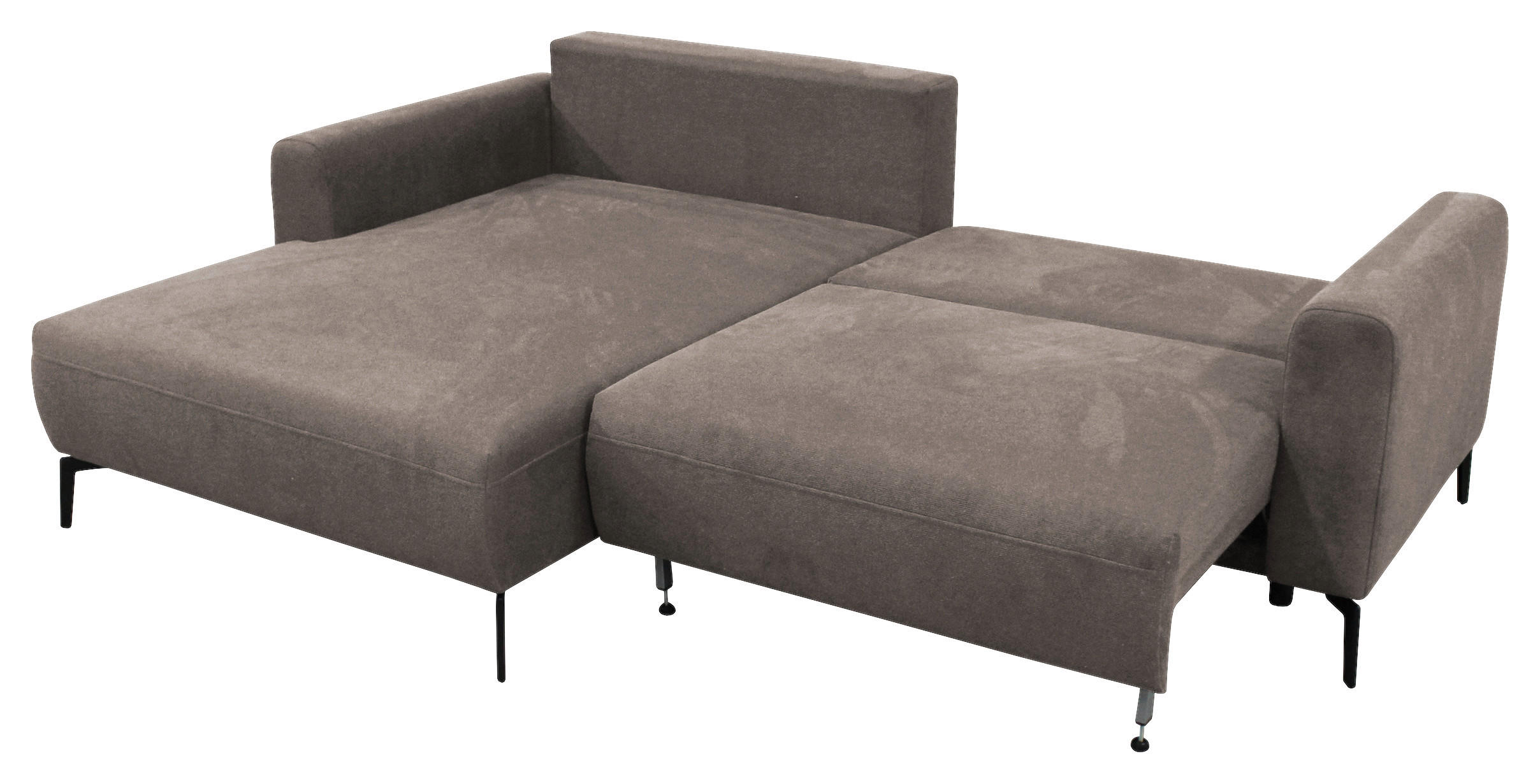 ECKSOFA in Flachgewebe Hellbraun  163/240 cm  - Hellbraun/Schwarz, Design, Textil/Metall (163/240cm) - MID.YOU