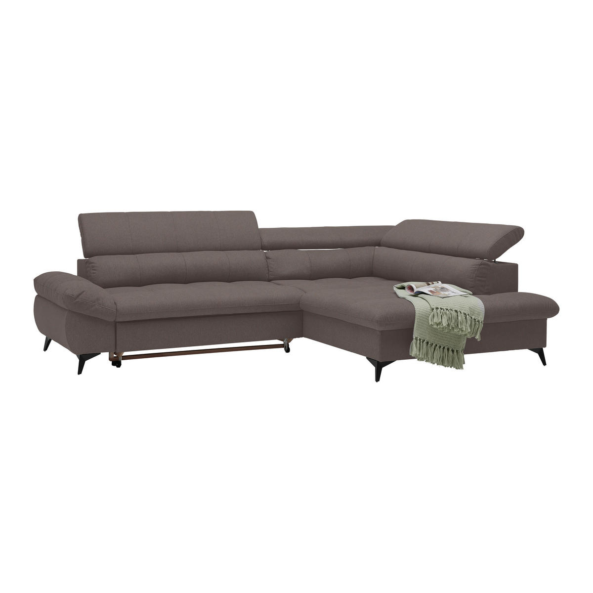 ECKSOFA in Chenille Graphitfarben  - Schwarz/Graphitfarben, Modern, Textil/Metall (296/201cm) - Livetastic