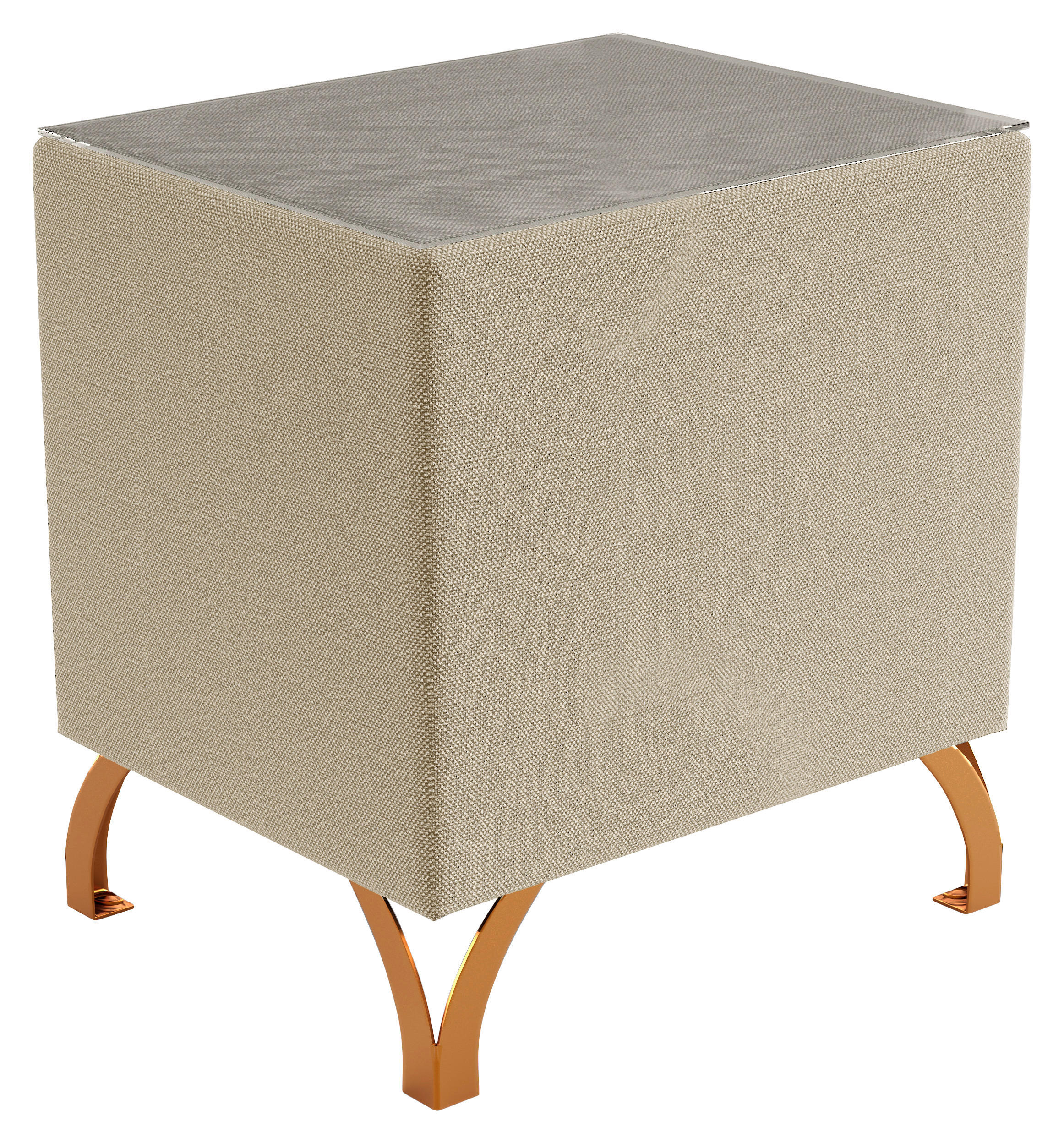 NACHTSCHRANK 45/55/45 cm  - Beige/Kupferfarben, Design, Glas/Textil (45/55/45cm) - Esposa