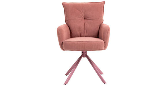 ARMLEHNSTUHL in Feincord - Rosa, Design, Textil/Metall (61/95/67cm) - Novel