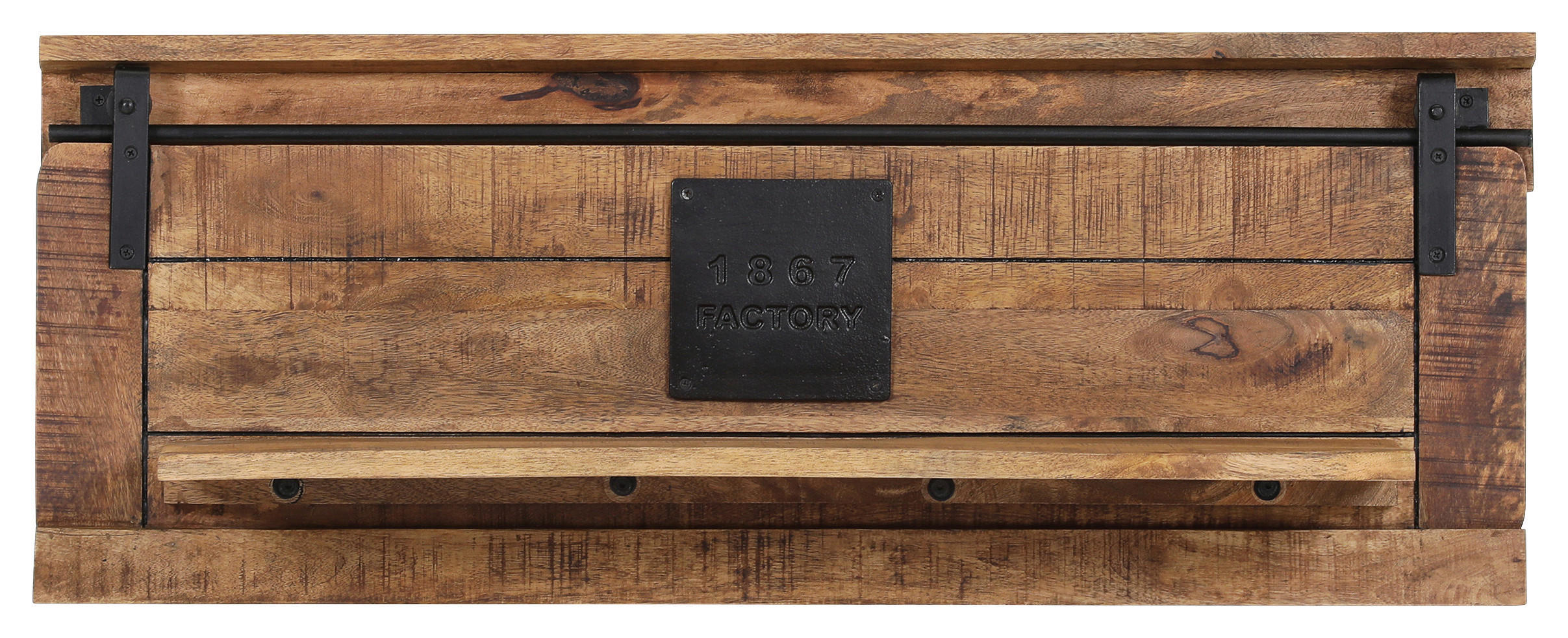 WANDBOARD Mangoholz massiv Naturfarben  - Naturfarben, KONVENTIONELL, Holz/Metall (100/38/25cm) - Landscape