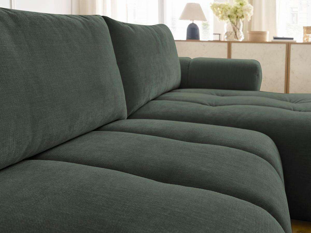 ECKSCHLAFSOFA FUJI Leinenoptik Grün  inkl.  - Schwarz/Grün, MODERN, Kunststoff/Textil (292/160cm)