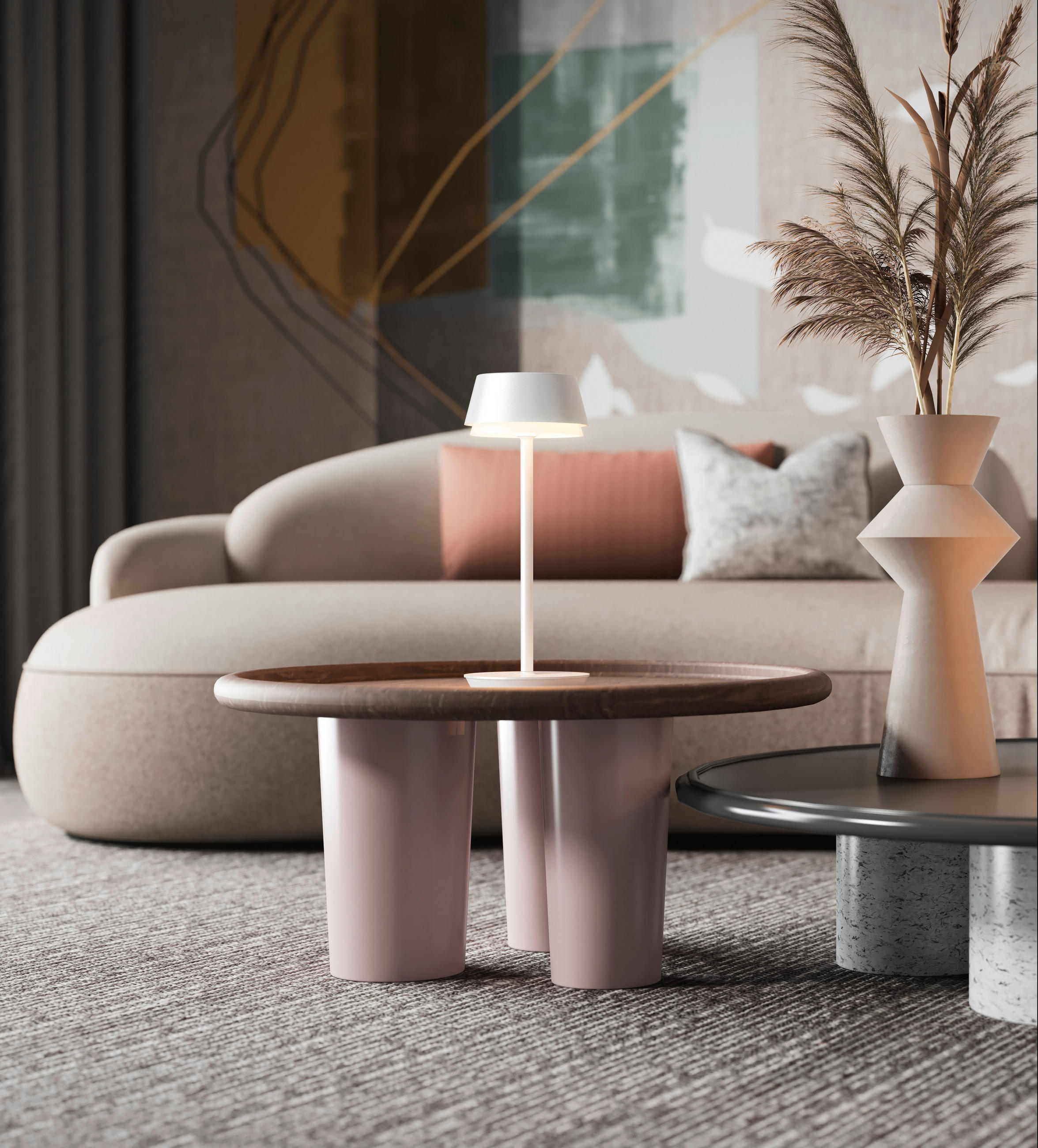 Thumbnail - Dieter Knoll Led-Tischleuchte, Weiß, Metall, Kunststoff, Uni,Uni, 80 mm, rund,rund, G, 30 cm, RoHS, Farbwechsler, Touch ...