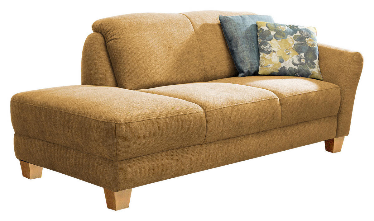 RÉCAMIERE Senfgelb Flachgewebe  - Senfgelb/Naturfarben, KONVENTIONELL, Holz/Textil (194/84/91cm) - Sit & More
