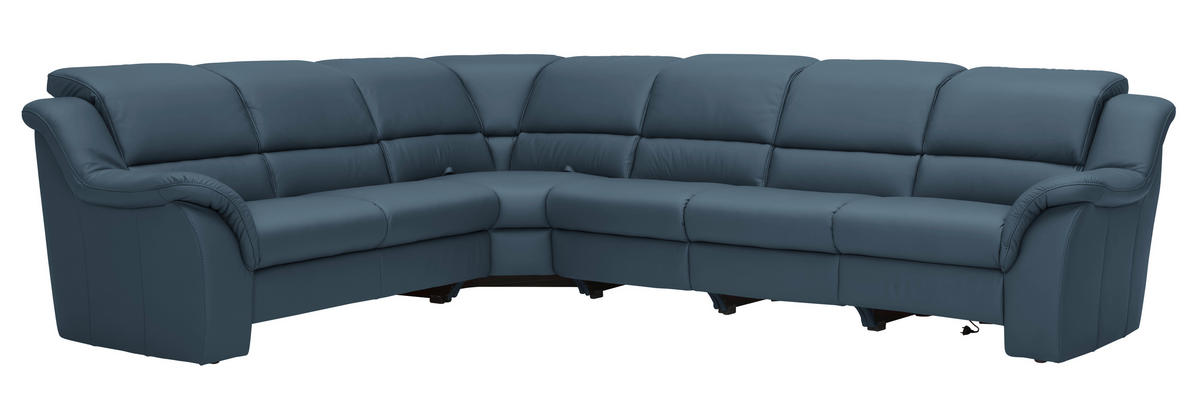 ECKSOFA  in Echtleder Blau  260/324 cm  - Blau/Schwarz, KONVENTIONELL, Leder/Kunststoff (260/324cm) - Cantus