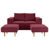 ZWEISITZER-SOFA inkl. Hocker in Webstoff Rot, Beere  - Eichefarben/Beere, Design, Holz/Textil (172/96/107cm) - LOOKS by W.Joop