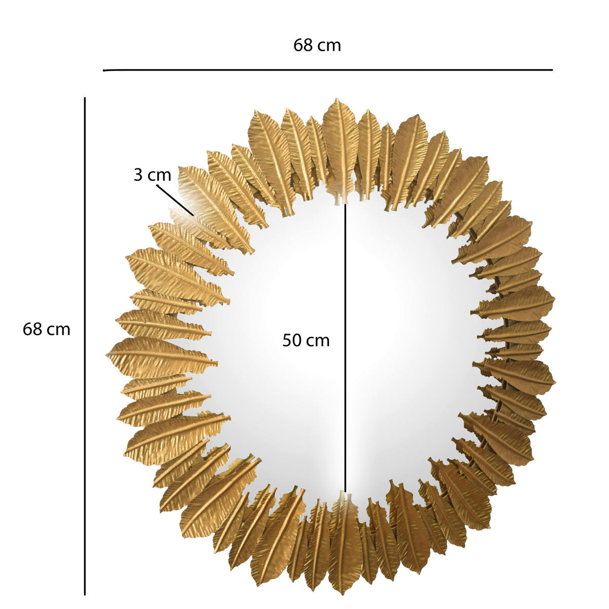 STENSKO OGLEDALO, 68/68/3 cm steklo  - zlate barve, Design, kovina/steklo (68/68/3cm) - MID.YOU