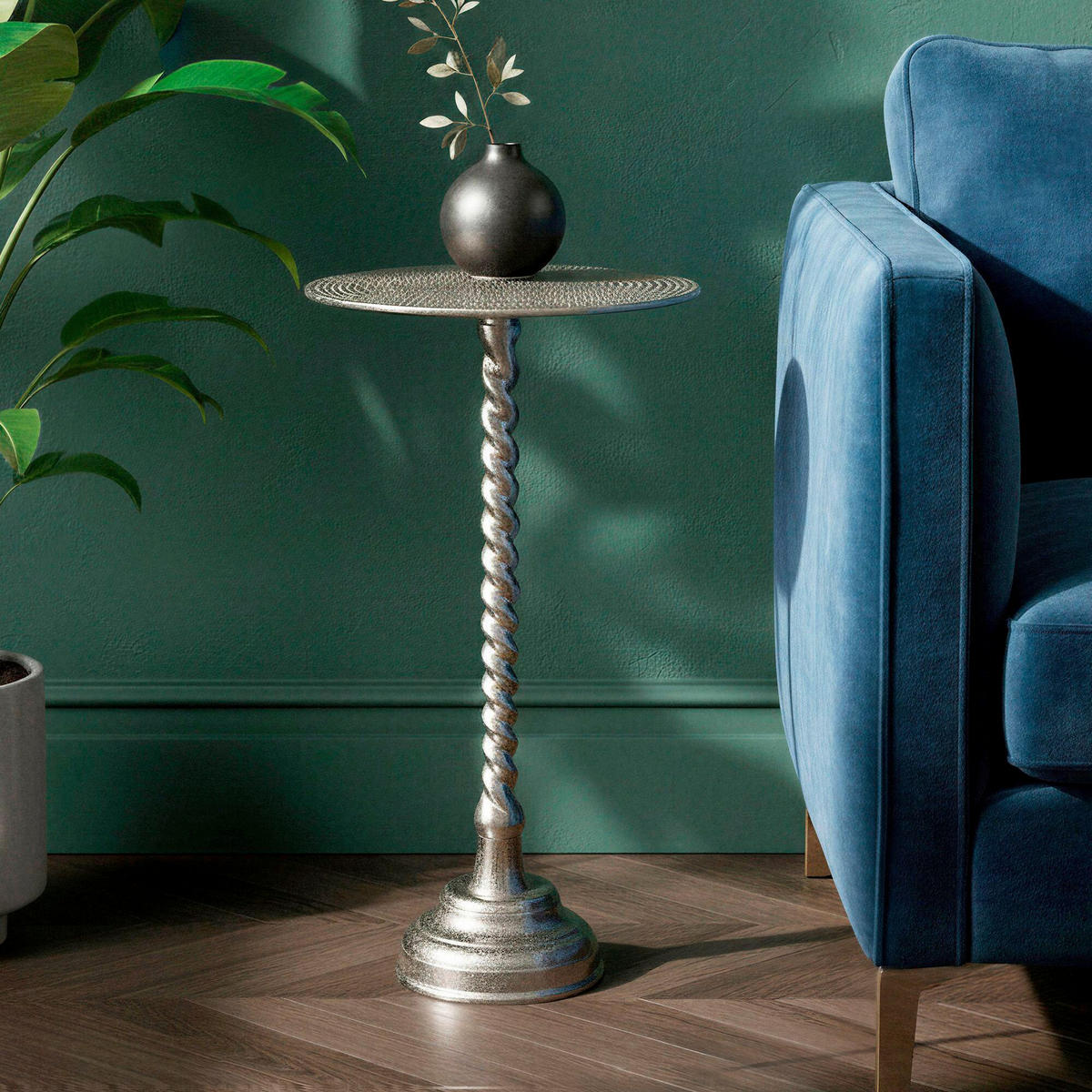 BEISTELLTISCH Silberfarben rund  - Silberfarben, Design, Metall (28/51/28cm) - Livetastic