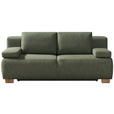 BOXSPRINGSOFA Grün Rückenkissen, Armlehnenkissen, Schlaffunktion, Rücken echt  - Naturfarben/Grün, MODERN, Holz/Textil (205/93/108cm) - Novel