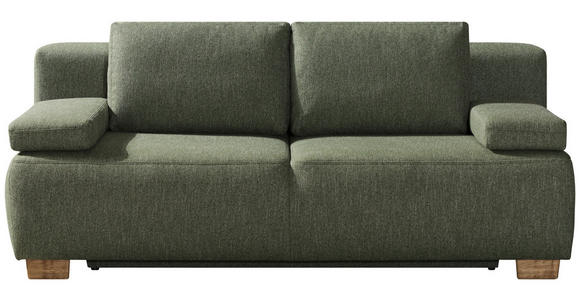 BOXSPRINGSOFA Grün Rückenkissen, Armlehnenkissen, Schlaffunktion, Rücken echt  - Naturfarben/Grün, MODERN, Holz/Textil (205/93/108cm) - Novel