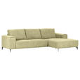 ECKSOFA  in Cord Hellgrün  285/170 cm  - Schwarz/Hellgrün, KONVENTIONELL, Textil/Metall (285/170cm) - Carryhome