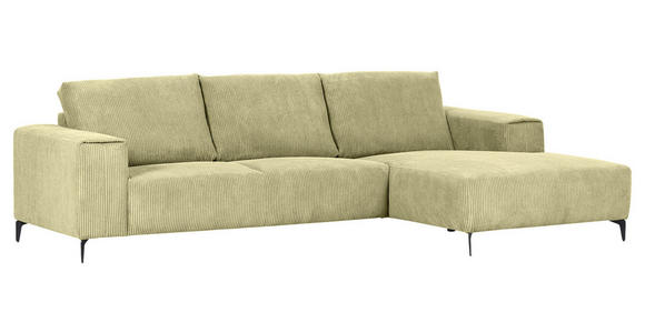 ECKSOFA  in Cord Hellgrün  285/170 cm  - Schwarz/Hellgrün, KONVENTIONELL, Textil/Metall (285/170cm) - Carryhome