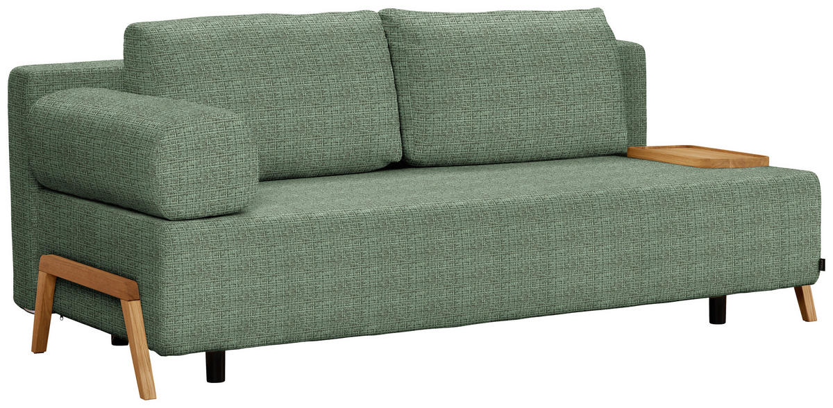 SCHLAFSOFA Chenille Grün  - Naturfarben/Grün, Design, Holz/Textil (211/88/102cm) - Niels Andersson