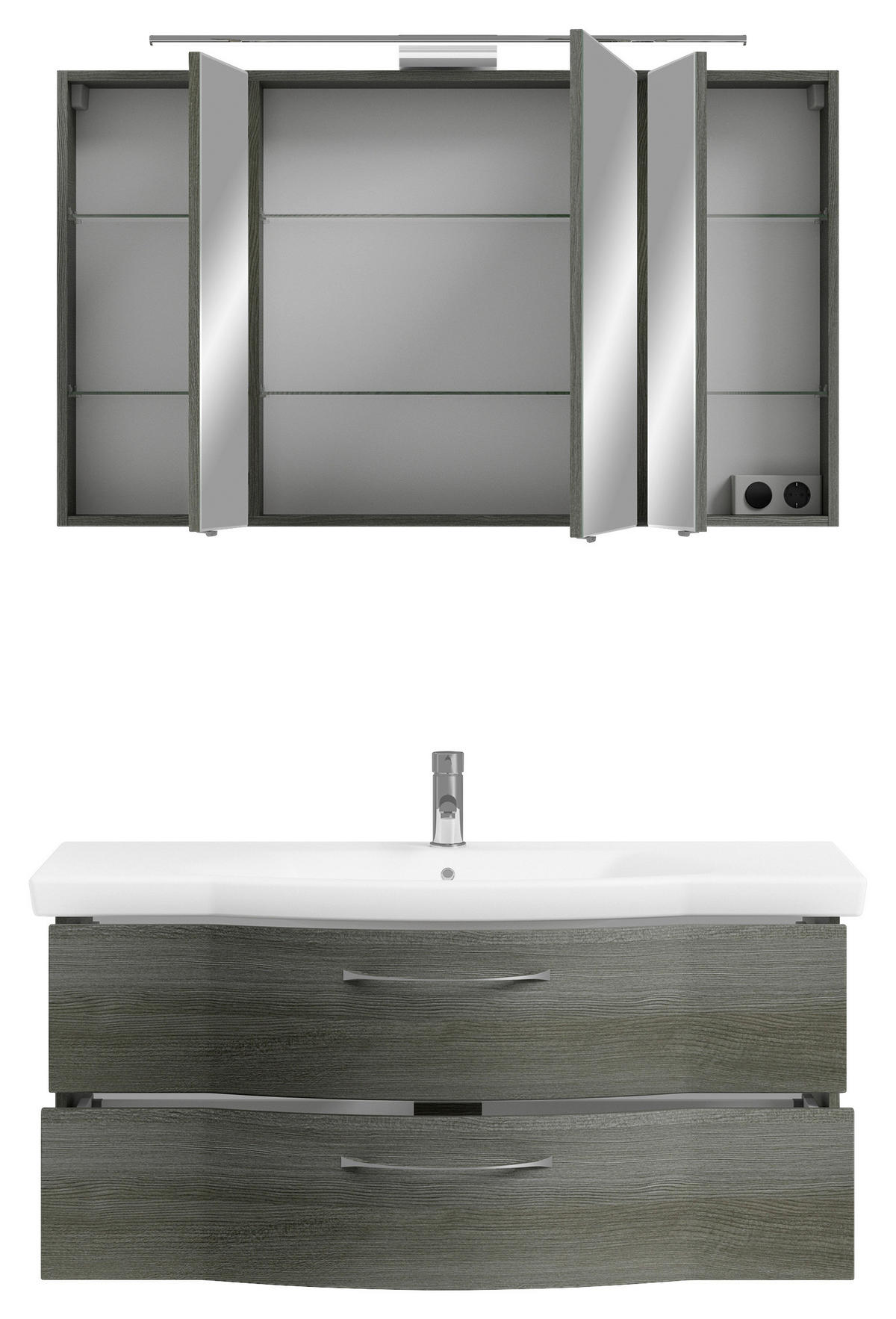 BADEZIMMER 3-teilig  in 122 cm  - Chromfarben/Graphitfarben, KONVENTIONELL, Glas/Keramik (122cm) - Pelipal