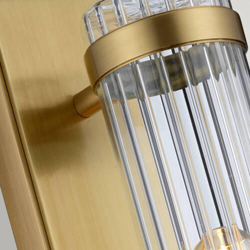 Thumbnail - Elstead Lighting Badezimmer-Wandleuchte Elstead Wellington, Messing, Metall, Glas, 8.1x40x12.1 cm, Grüner Punkt, RoHS, L...