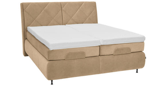 BOXSPRINGBETT 180/200 cm  in Hellbraun  - Hellbraun/Schwarz, KONVENTIONELL, Textil/Metall (180/200cm) - Dieter Knoll