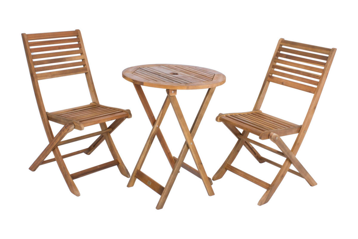 BALKONSET  3-teilig  - Braun, Basics, Holz - Gardenson