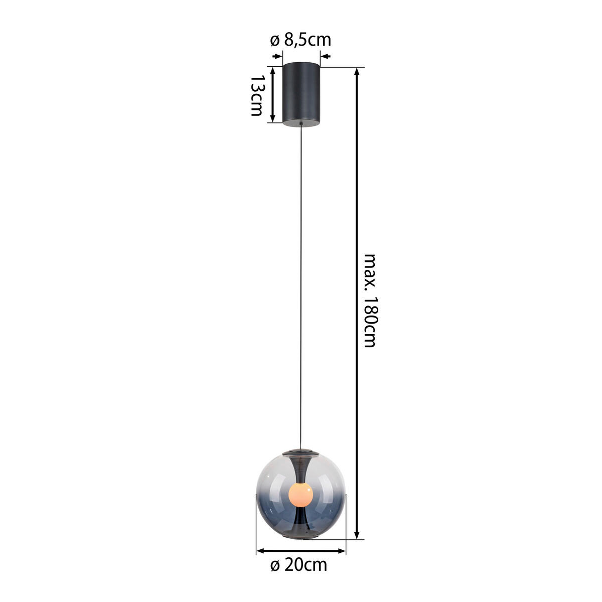 LED-PENDELLEUCHTE PURE Glow 20/80-200 cm   - Grau, MODERN, Glas/Kunststoff (20/80-200cm) - Neuhaus PURE