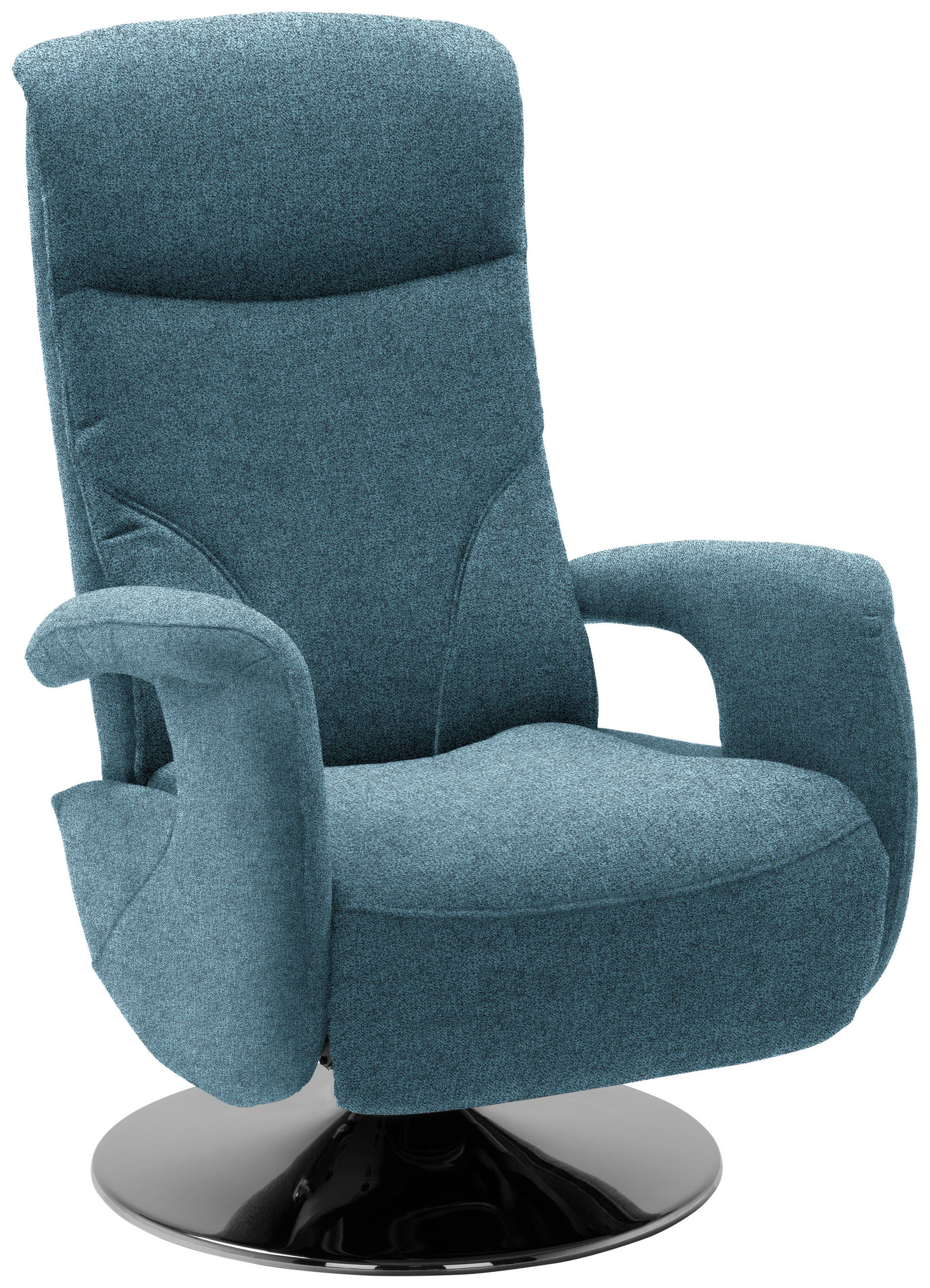 RELAXSESSEL Chenille, Mikrofaser Relaxfunktion, Kopfteilverstellung    - Chromfarben/Blau, Design, Textil/Metall (71/110/83cm) - Dieter Knoll