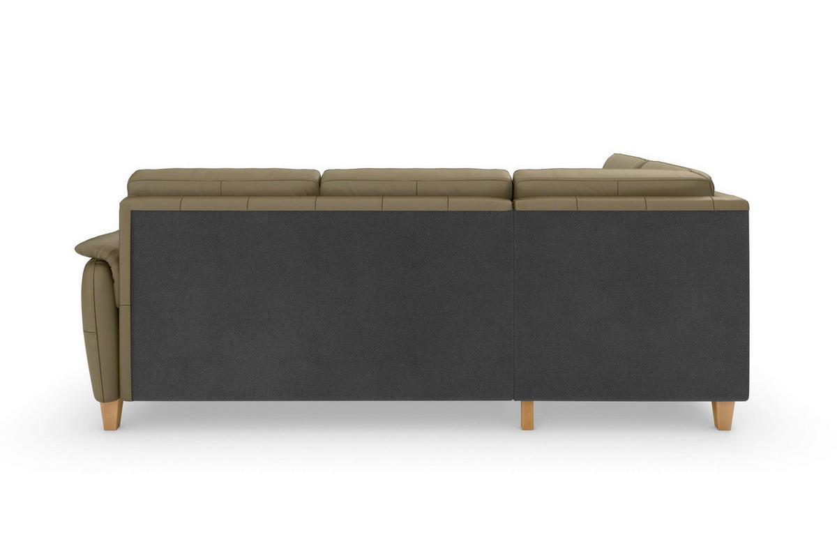 ECKSOFA PALMERA E in Echtleder Olivgrün  212/236 cm  - Eichefarben/Olivgrün, Basics, Leder/Holz (212/236cm) - Sit & More