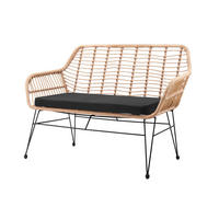 SITZBANK in Metall, Kunststoff Naturfarben, Schwarz  - Schwarz/Naturfarben, MODERN, Kunststoff/Metall (120/85/69cm) - Livetastic