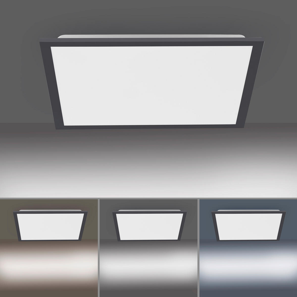 LED-DECKENLEUCHTE 44,5/44,5/7 cm   - Schwarz, Basics, Kunststoff/Metall (44,5/44,5/7cm)