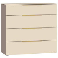KOMMODE , 90/87/43 cm, 4 Schublade(n)  - Hellbraun/Creme, Design, Glas/Holzwerkstoff (90/87/43cm) - Jutzler