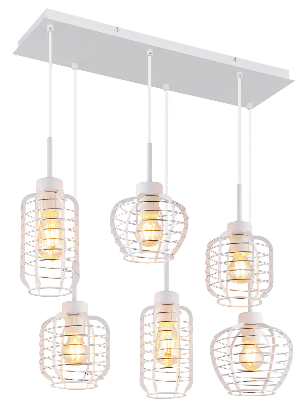 HÄNGELEUCHTE 77,5/33/120 cm  - Chromfarben/Weiß, Basics, Kunststoff/Metall (77,5/33/120cm) - Globo