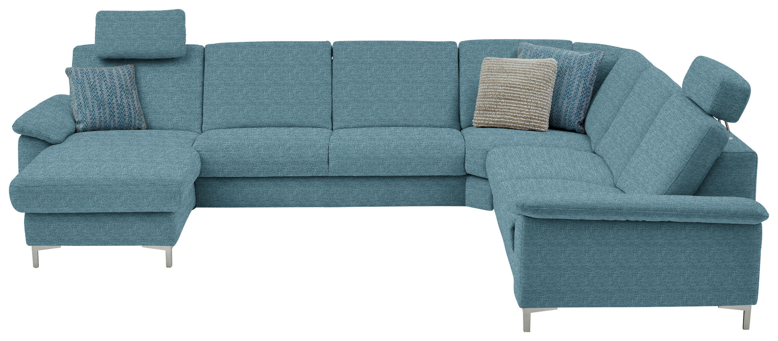 WOHNLANDSCHAFT in Chenille Blau  - Blau/Alufarben, Design, Textil/Metall (170/333/265cm) - Dieter Knoll