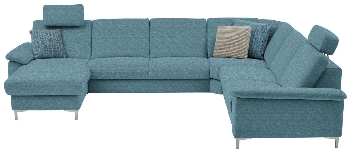 WOHNLANDSCHAFT in Chenille Blau  - Blau/Alufarben, Design, Textil/Metall (170/333/265cm) - Dieter Knoll