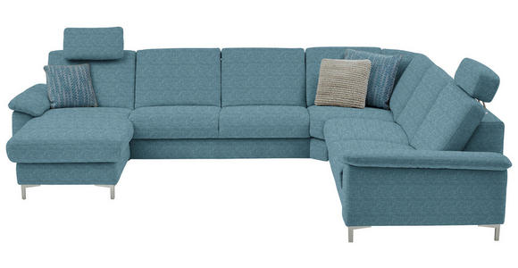 WOHNLANDSCHAFT in Chenille Blau - Blau/Alufarben, Design, Textil/Metall (170/333/265cm) - Dieter Knoll