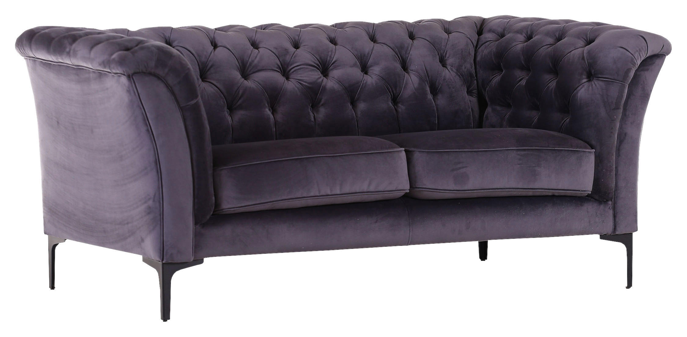 CHESTERFIELD-SOFA Anthrazit Flachgewebe  - Anthrazit/Schwarz, LIFESTYLE, Textil/Metall (195/80/100cm) - Landscape