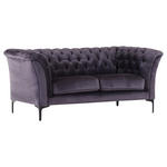 CHESTERFIELD-SOFA  in Flachgewebe Anthrazit  - Anthrazit/Schwarz, LIFESTYLE, Textil/Metall (195/80/100cm) - Landscape
