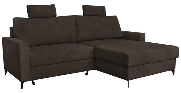 ECKSOFA Mokka Struktur  - Schwarz/Mokka, KONVENTIONELL, Textil/Metall (230/164cm) - Carryhome