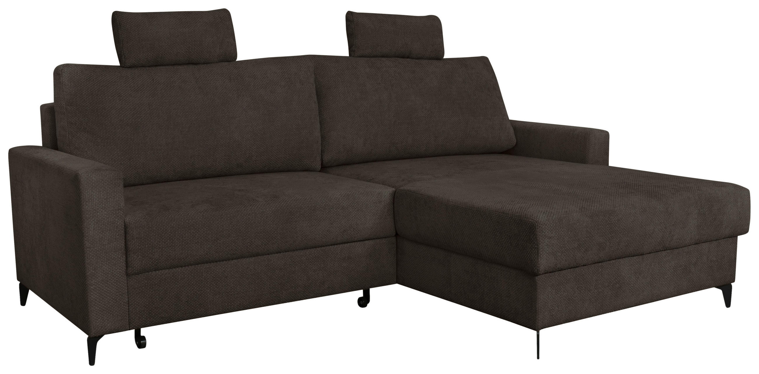 ECKSOFA Mokka Struktur  - Schwarz/Mokka, KONVENTIONELL, Textil/Metall (230/164cm) - Carryhome