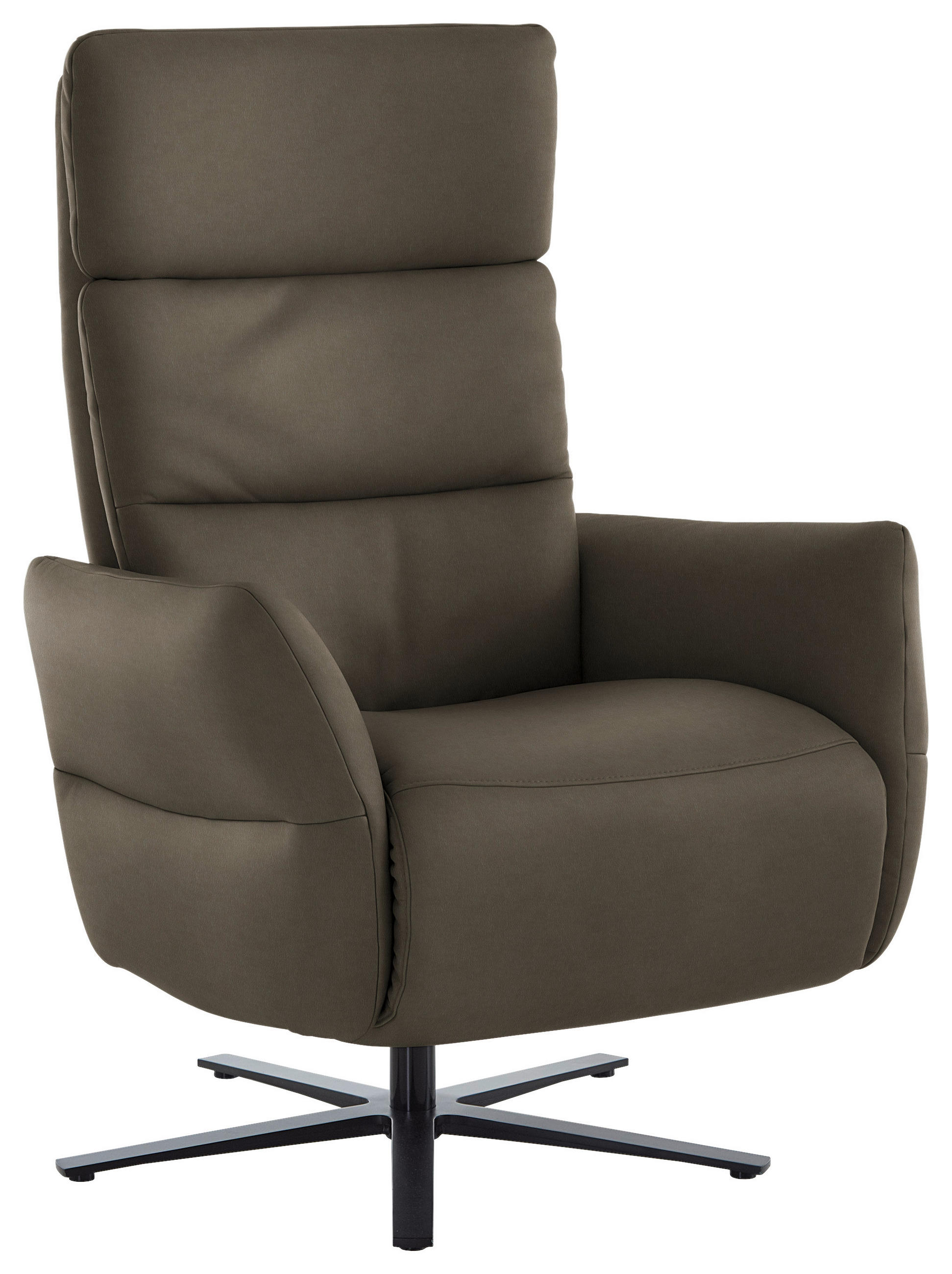 RELAXSESSEL in Leder Graubraun  - Graubraun/Schwarz, Design, Leder/Metall (82/119/85cm) - Dieter Knoll